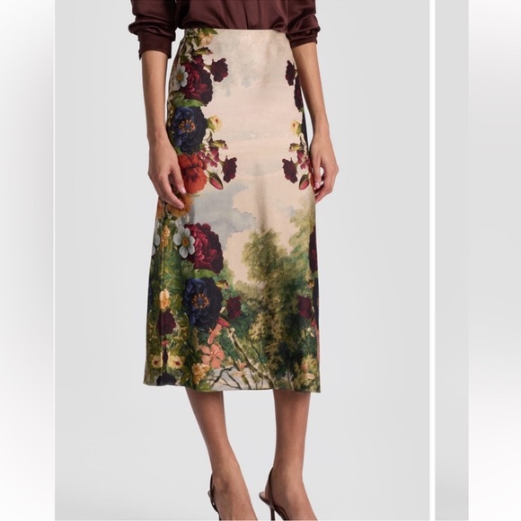 Alice + Olivia Maeve Floral Forest Slip Skirt in Forbidden Forest size 6 - Picture 2 of 10